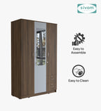 Sivom furniture SIVOM Ultra Multipurpose 3 Door Wardrobe With Mirror/ Spacious Shelves with Hanging Rail Engineered Wood 3 Door Wardrobe for Modern Homes | Elegant Design & Premium Finish