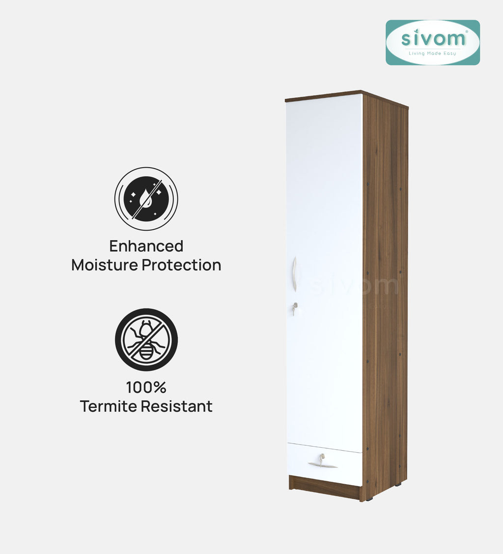 Sivom SIVOM Ultra Multipurpose 1 Door Wardrobe / Spacious 4 Shelves with Outer Drawer Engineered Wood 1 Door Wardrobe for Modern Homes | Elegant Design & Premium Finish