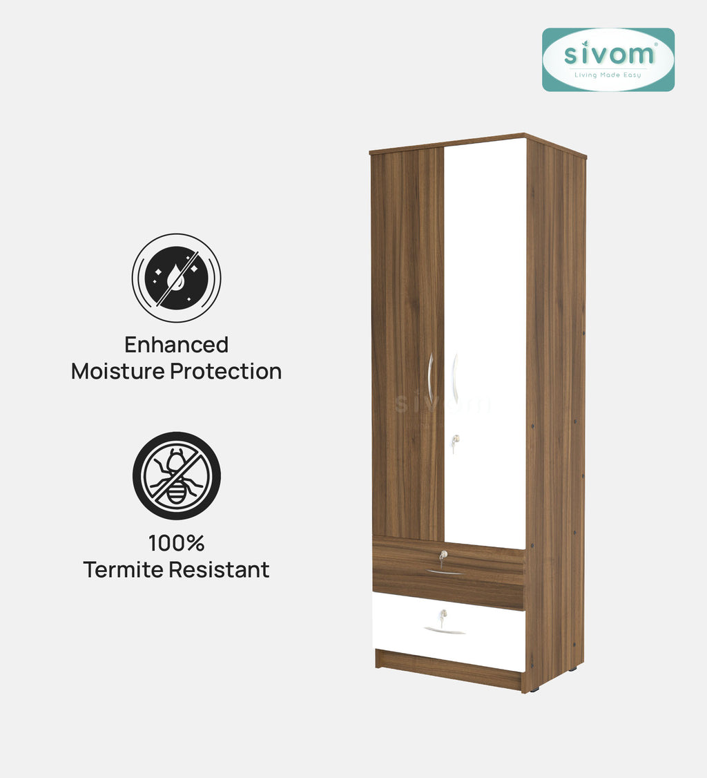 Sivom furniture SIVOM Ultra Multipurpose 2 Door Closet Engineered Wood 2 Door Wardrobe for Modern Homes | Elegant Design & Premium Finish