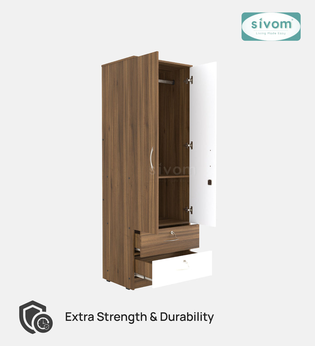 Sivom furniture SIVOM Ultra Multipurpose 2 Door Closet Engineered Wood 2 Door Wardrobe for Modern Homes | Elegant Design & Premium Finish