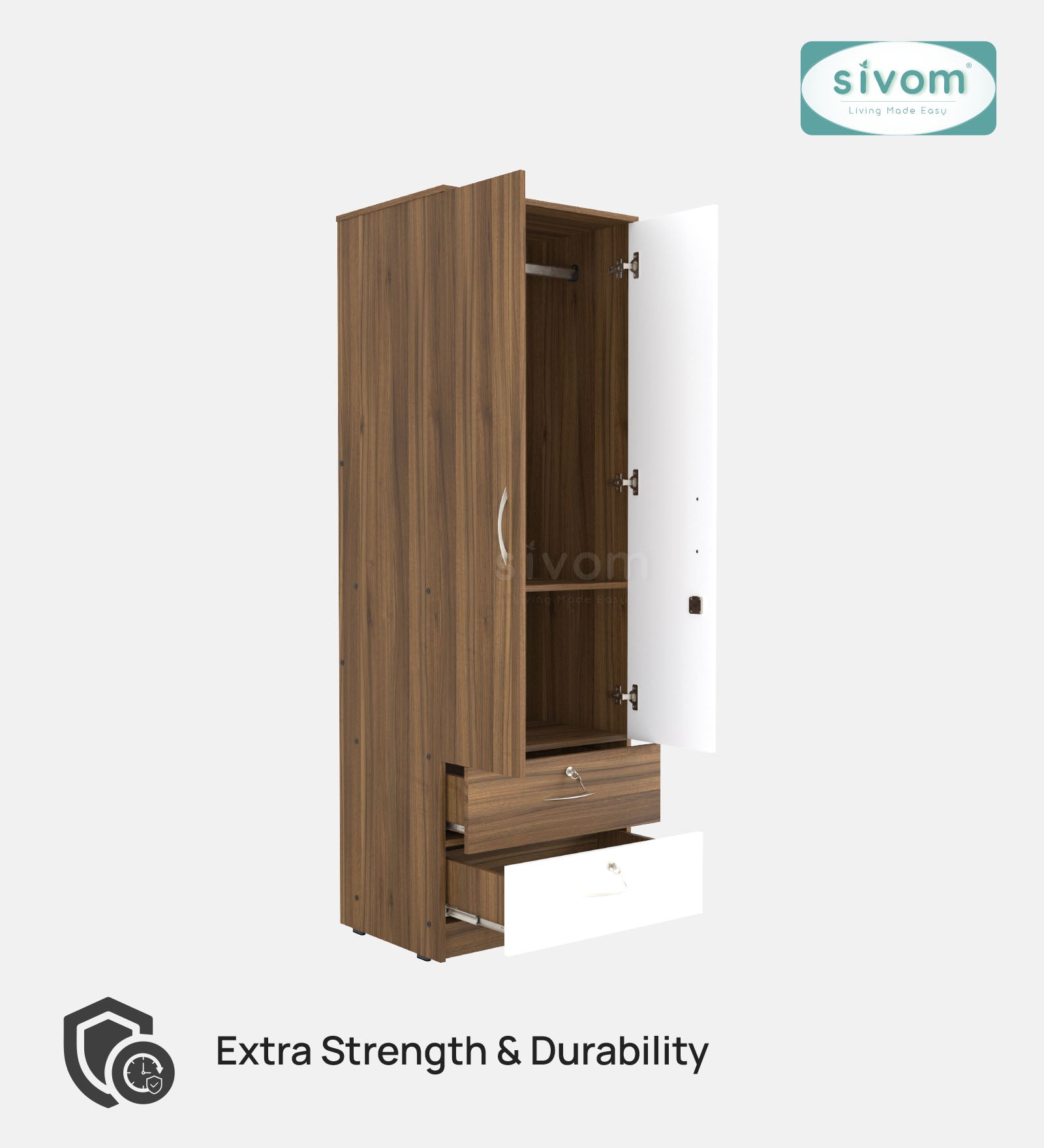 Sivom furniture SIVOM Ultra Multipurpose 2 Door Closet Engineered Wood 2 Door Wardrobe for Modern Homes | Elegant Design & Premium Finish