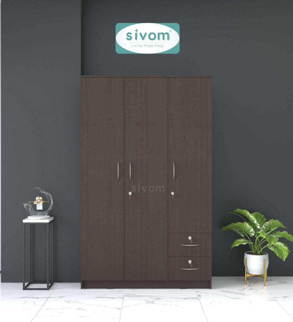 Sivom furniture SIVOM Ultra Multipurpose 3 Door Wardrobe / Spacious Shelves with Hanging Rail Engineered Wood 3 Door Wardrobe for Modern Homes | Elegant Design & Premium Finish