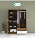 Sivom SIVOM Ultra Multipurpose 4 Door Wardrobe Closet With Mirror Engineered Wood 4 Door Wardrobe With Mirror for Modern Homes | Elegant Design & Premium Finish