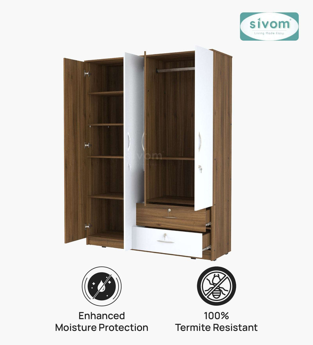 Sivom SIVOM Ultra Multipurpose 4 Door Wardrobe Closet With Mirror Engineered Wood 4 Door Wardrobe With Mirror for Modern Homes | Elegant Design & Premium Finish
