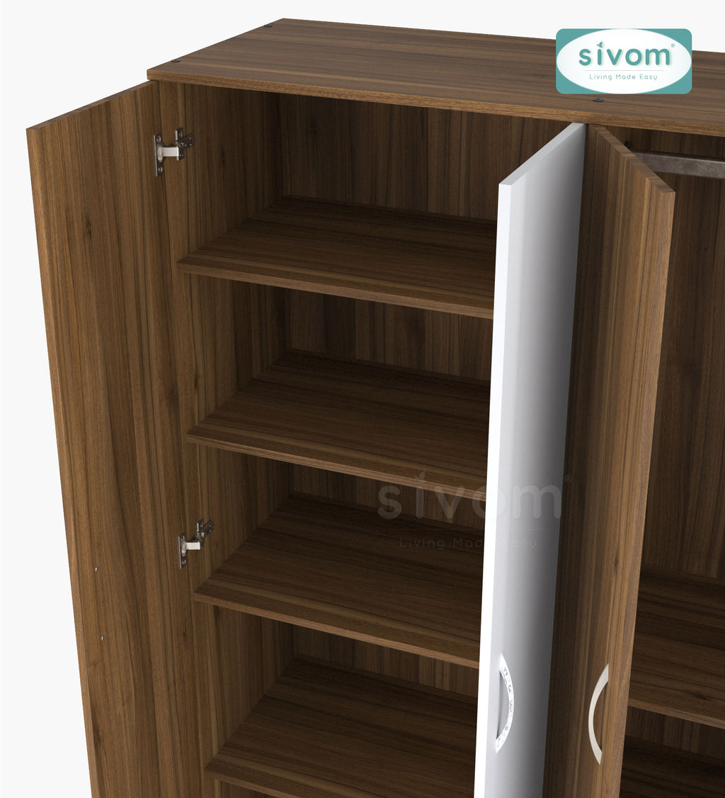 Sivom SIVOM Ultra Multipurpose 4 Door Closet Engineered Wood 4 Door Wardrobe for Modern Homes | Elegant Design & Premium Finish