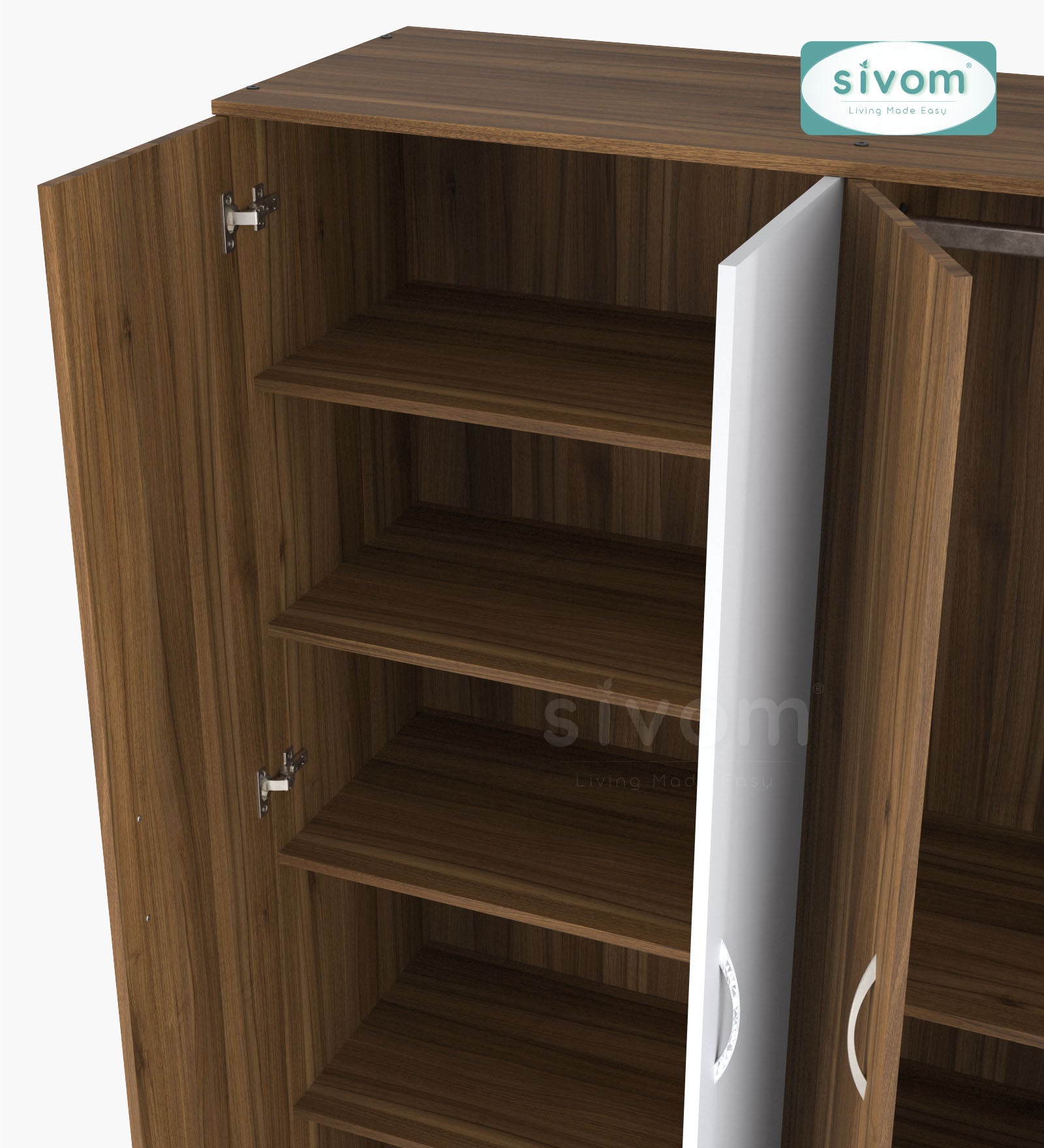 Sivom SIVOM Ultra Multipurpose 4 Door Closet Engineered Wood 4 Door Wardrobe for Modern Homes | Elegant Design & Premium Finish