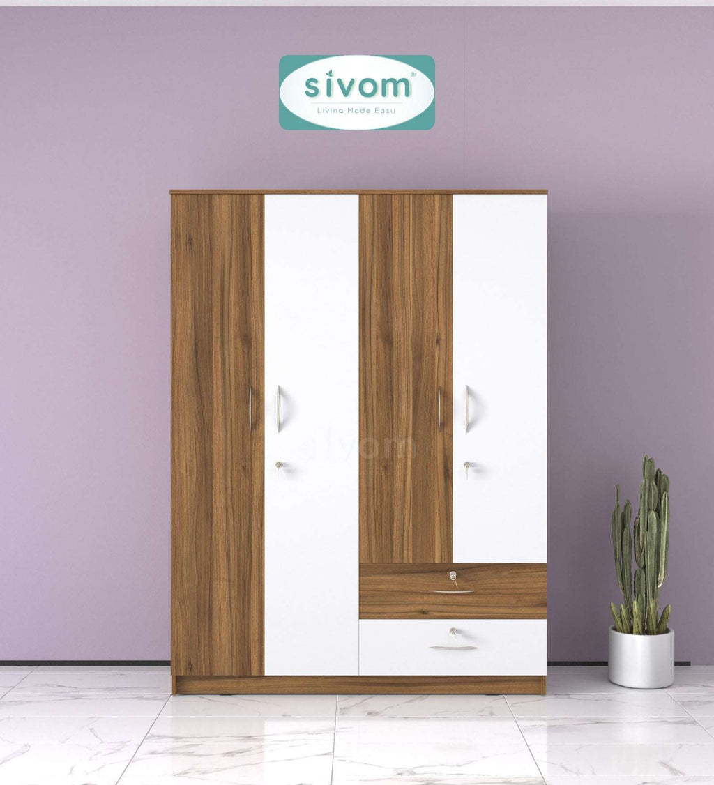 Sivom SIVOM Ultra Multipurpose 4 Door Closet Engineered Wood 4 Door Wardrobe for Modern Homes | Elegant Design & Premium Finish