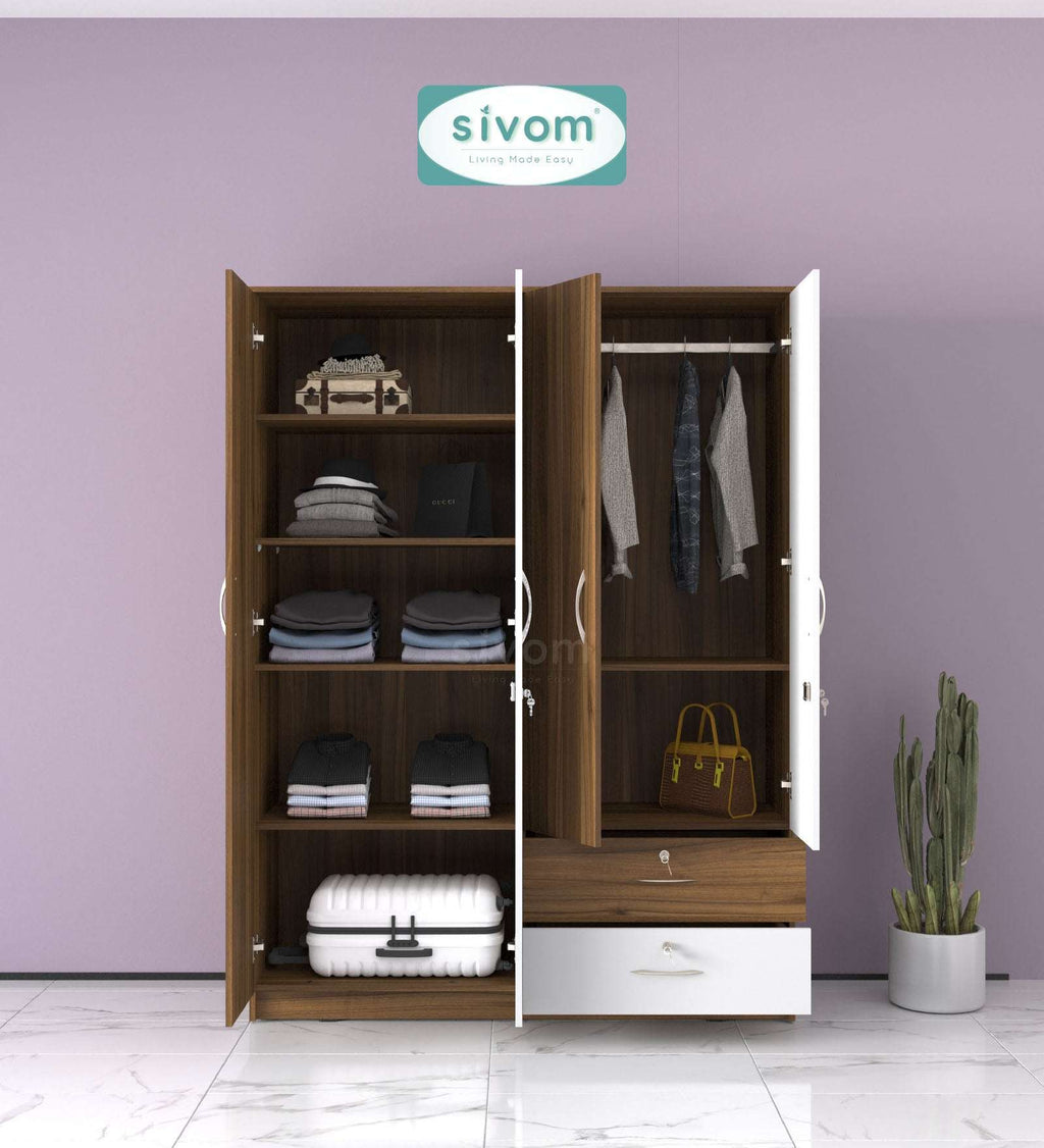 Sivom SIVOM Ultra Multipurpose 4 Door Closet Engineered Wood 4 Door Wardrobe for Modern Homes | Elegant Design & Premium Finish