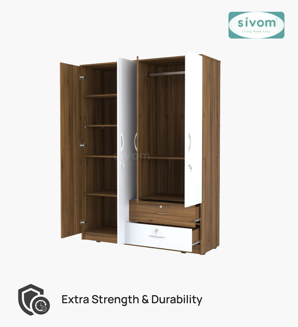 Sivom SIVOM Ultra Multipurpose 4 Door Closet Engineered Wood 4 Door Wardrobe for Modern Homes | Elegant Design & Premium Finish