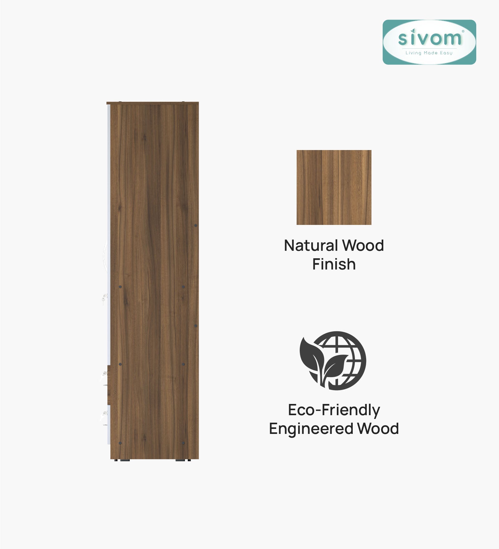 Sivom SIVOM Ultra Multipurpose 4 Door Closet Engineered Wood 4 Door Wardrobe for Modern Homes | Elegant Design & Premium Finish