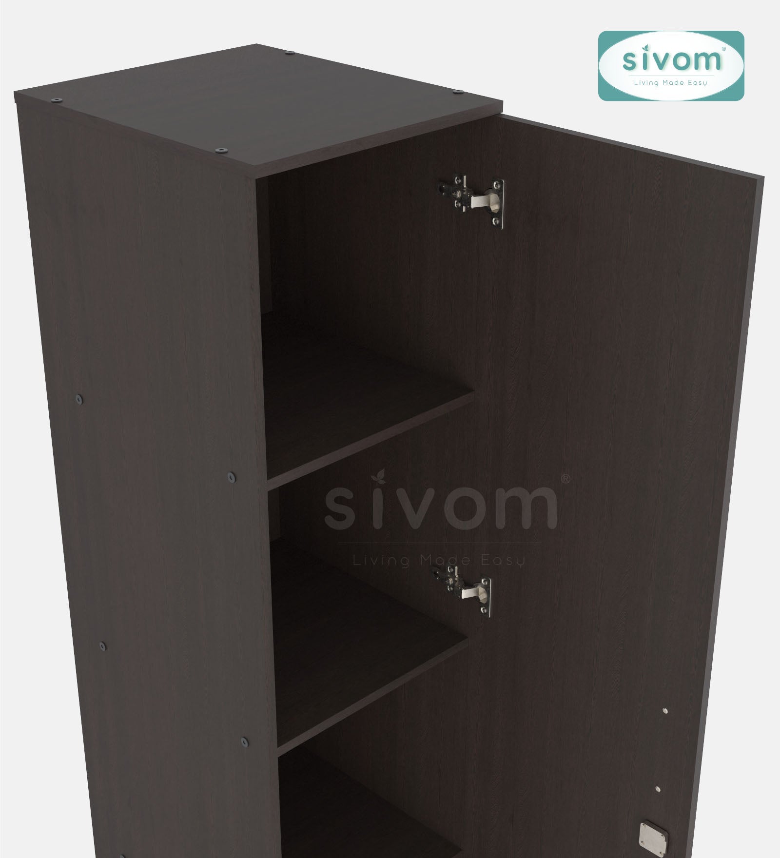 Sivom SIVOM Ultra Multipurpose 1 Door Wardrobe / Spacious 4 Shelves with Outer Drawer Engineered Wood 1 Door Wardrobe for Modern Homes | Elegant Design & Premium Finish