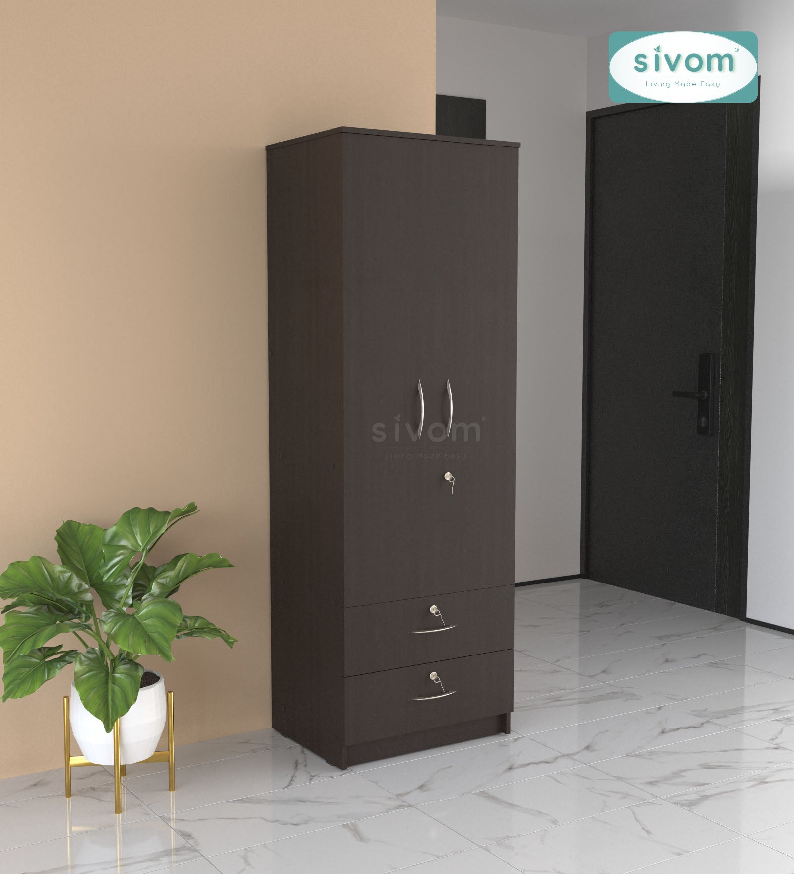 Sivom furniture SIVOM Ultra Multipurpose 2 Door Closet Engineered Wood 2 Door Wardrobe for Modern Homes | Elegant Design & Premium Finish