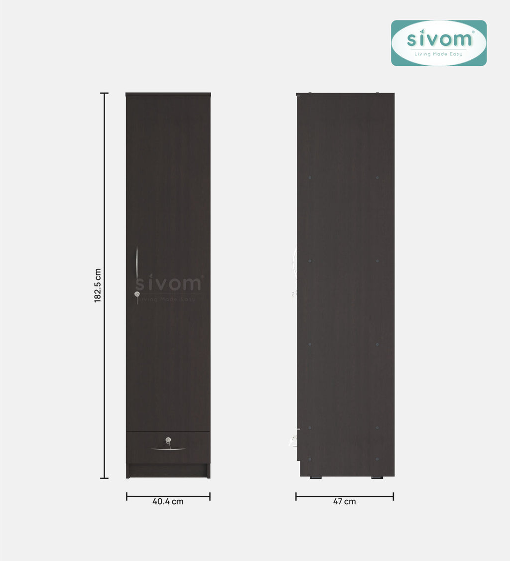 Sivom SIVOM Ultra Multipurpose 1 Door Wardrobe / Spacious 4 Shelves with Outer Drawer Engineered Wood 1 Door Wardrobe for Modern Homes | Elegant Design & Premium Finish