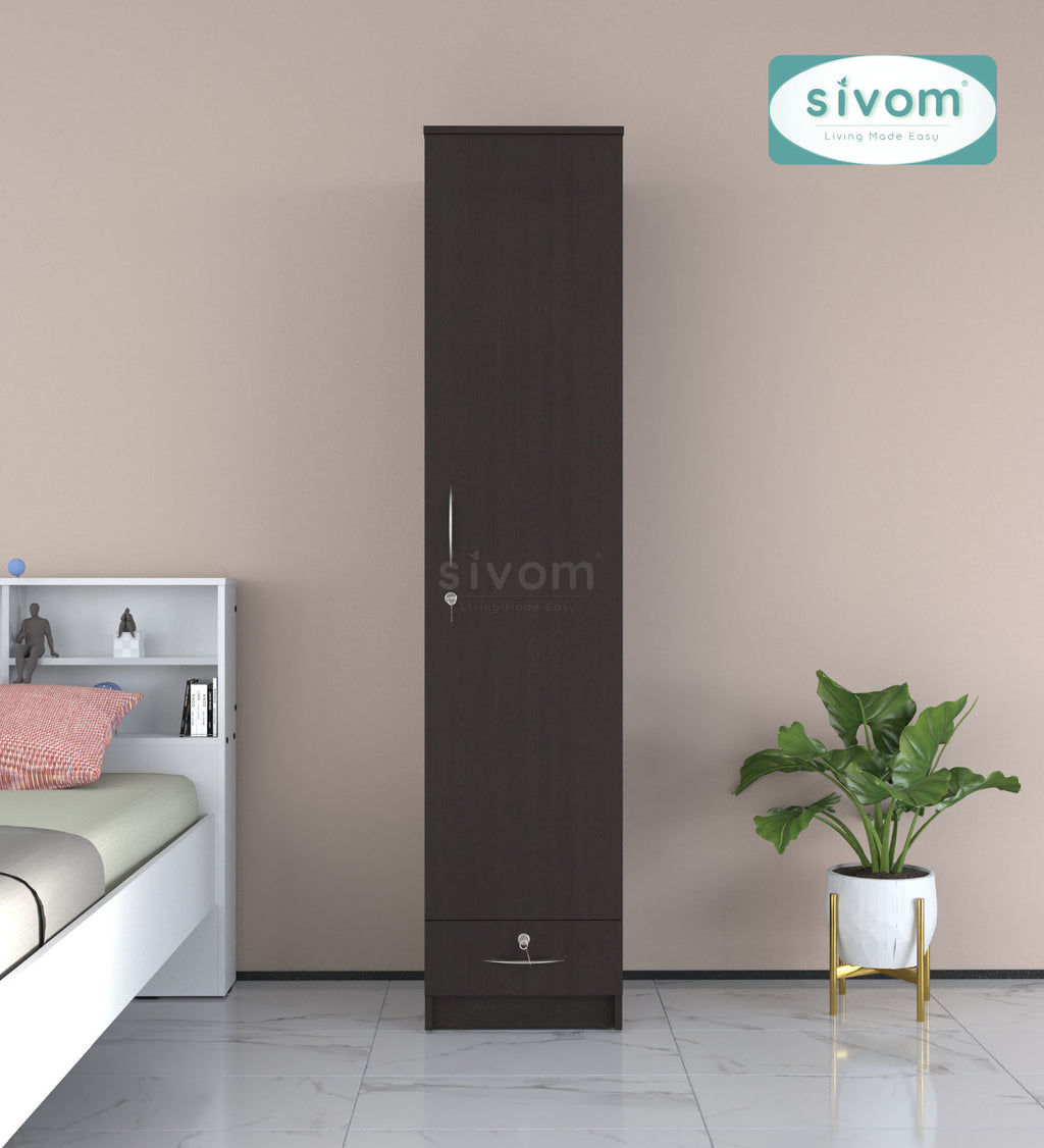 Sivom SIVOM Ultra Multipurpose 1 Door Wardrobe / Spacious 4 Shelves with Outer Drawer Engineered Wood 1 Door Wardrobe for Modern Homes | Elegant Design & Premium Finish