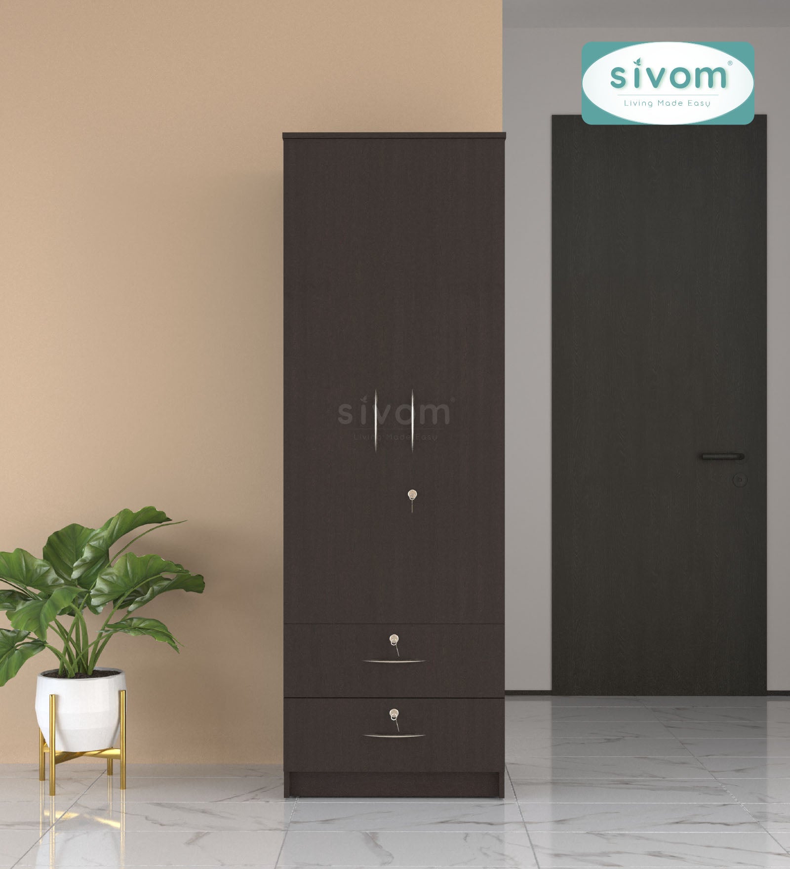 Sivom furniture SIVOM Ultra Multipurpose 2 Door Closet Engineered Wood 2 Door Wardrobe for Modern Homes | Elegant Design & Premium Finish