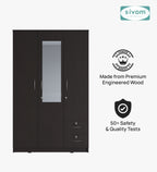 Sivom SIVOM Ultra Multipurpose 3 Door Wardrobe / Spacious Shelves with Hanging Rail Engineered Wood 3 Door Wardrobe for Modern Homes | Elegant Design & Premium Finish