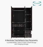 Sivom furniture SIVOM Ultra Multipurpose 3 Door Wardrobe With Mirror/ Spacious Shelves with Hanging Rail Engineered Wood 3 Door Wardrobe for Modern Homes | Elegant Design & Premium Finish