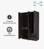 Sivom furniture SIVOM Ultra Multipurpose 3 Door Wardrobe With Mirror/ Spacious Shelves with Hanging Rail Engineered Wood 3 Door Wardrobe for Modern Homes | Elegant Design & Premium Finish
