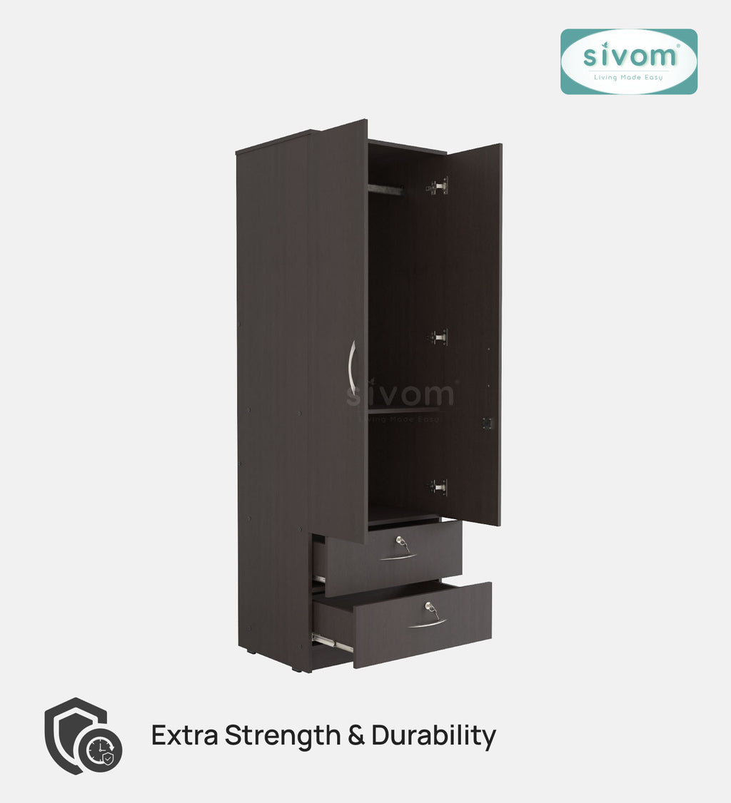 Sivom furniture SIVOM Ultra Multipurpose 2 Door Closet Engineered Wood 2 Door Wardrobe for Modern Homes | Elegant Design & Premium Finish