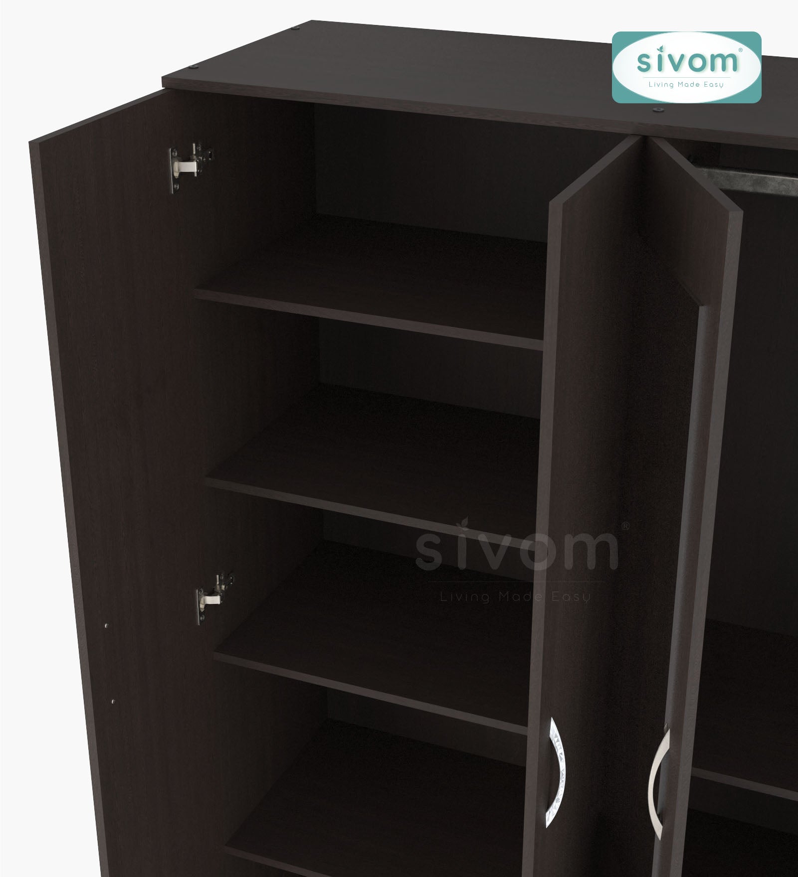 Sivom SIVOM Ultra Multipurpose 4 Door Wardrobe Closet With Mirror Engineered Wood 4 Door Wardrobe With Mirror for Modern Homes | Elegant Design & Premium Finish