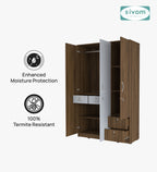 SIVOM Ultra Multipurpose 3 Door Wardrobe / Spacious Shelves with Hanging Rail Engineered Wood 3 Door Wardrobe for Modern Homes | Elegant Design & Premium Finish