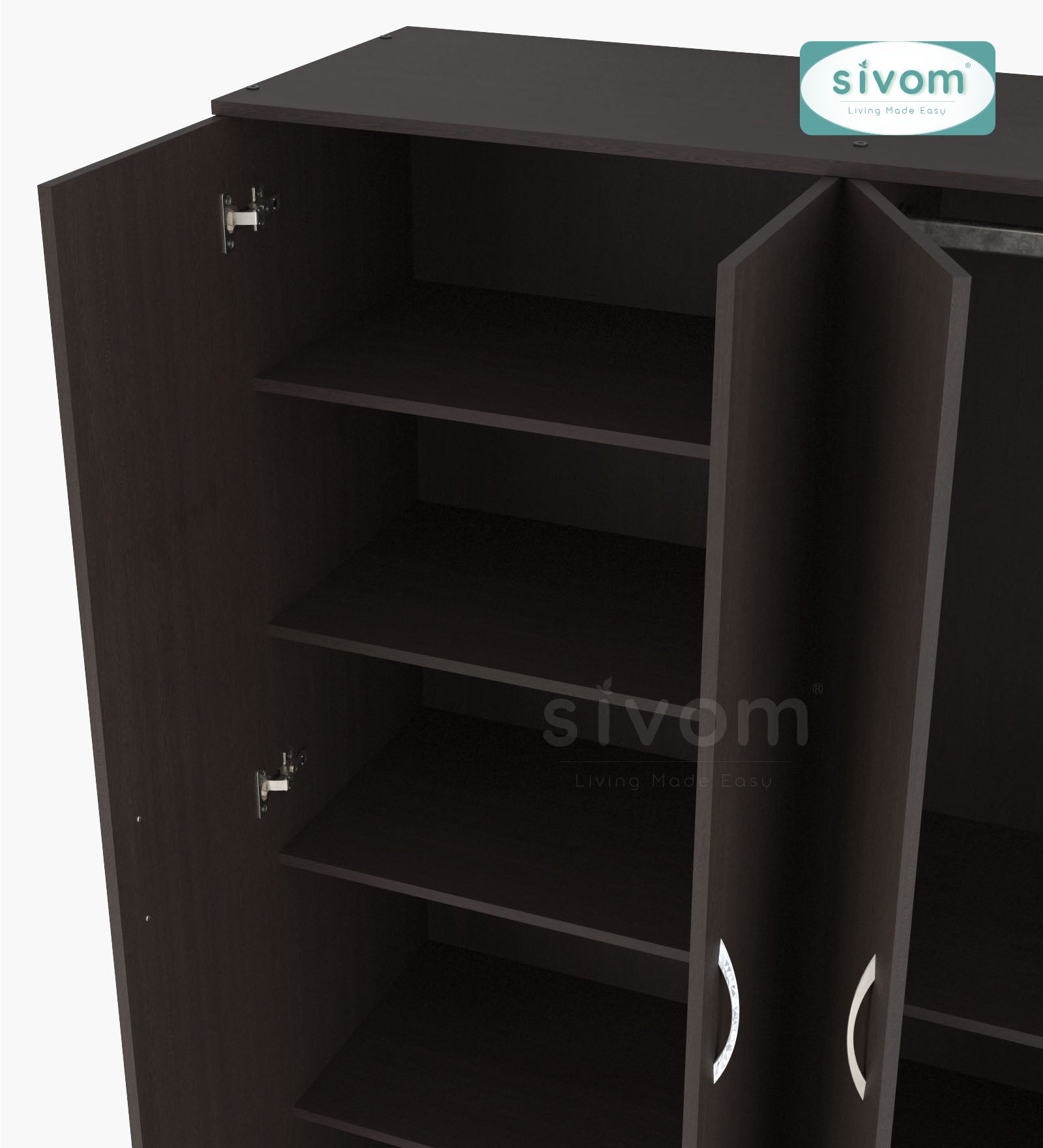 Sivom SIVOM Ultra Multipurpose 4 Door Closet Engineered Wood 4 Door Wardrobe for Modern Homes | Elegant Design & Premium Finish
