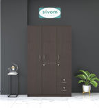 SIVOM Ultra Multipurpose 3 Door Wardrobe / Spacious Shelves with Hanging Rail Engineered Wood 3 Door Wardrobe for Modern Homes | Elegant Design & Premium Finish