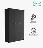 SIVOM Ultra Multipurpose 3 Door Wardrobe / Spacious Shelves with Hanging Rail Engineered Wood 3 Door Wardrobe for Modern Homes | Elegant Design & Premium Finish