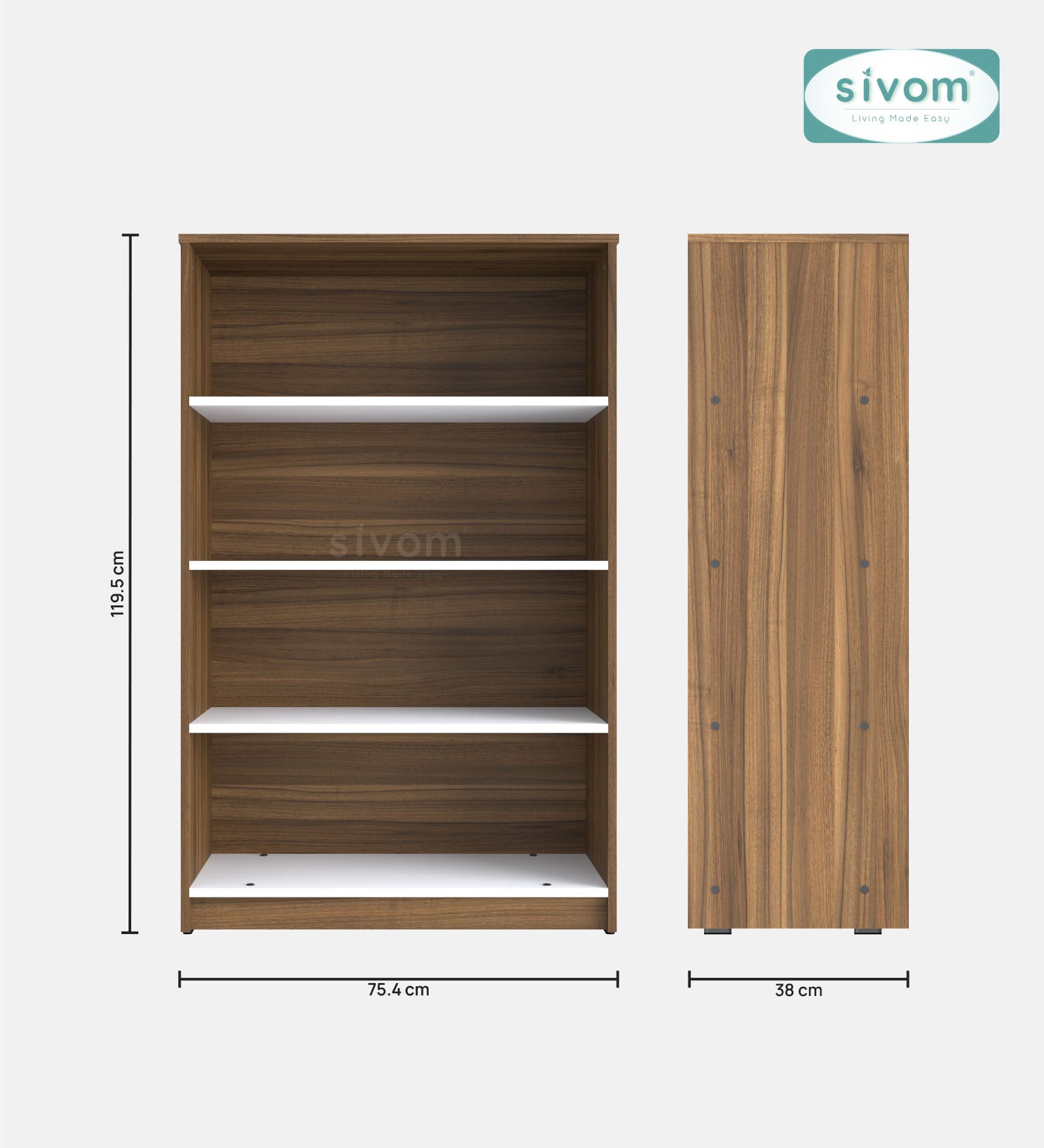 Sivom SIVOM Urbane Multipurpose Storage Rack/Study/Home/Office Engineered Wood Open Book Shelf (Finish Color - Dark Wenge, Knock Down) for Modern Homes | Elegant Design & Premium Finish