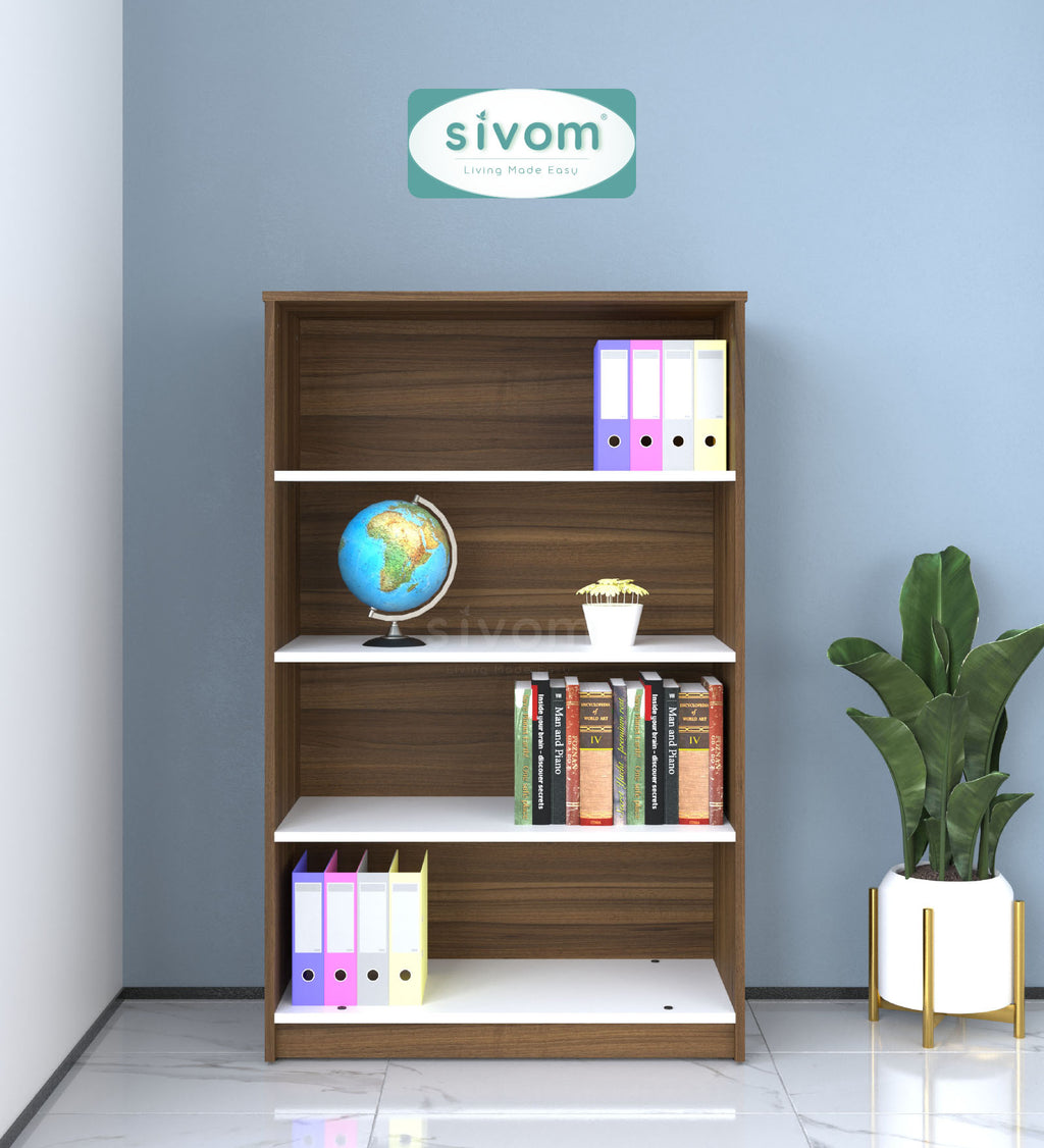 Sivom SIVOM Urbane Multipurpose Storage Rack/Study/Home/Office Engineered Wood Open Book Shelf (Finish Color - Dark Wenge, Knock Down) for Modern Homes | Elegant Design & Premium Finish