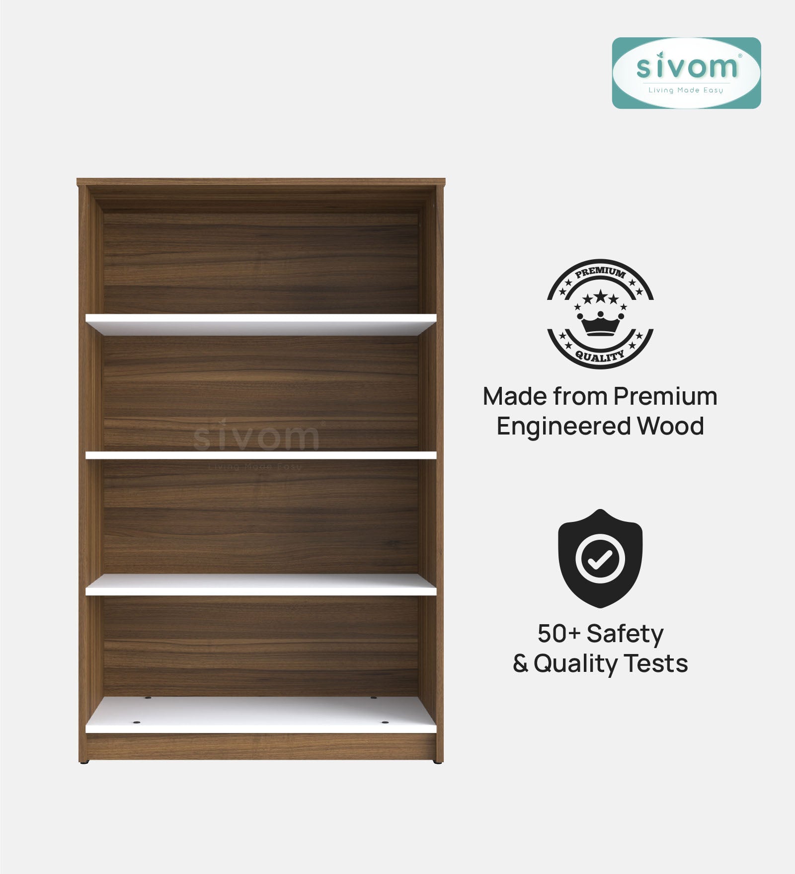 Sivom SIVOM Urbane Multipurpose Storage Rack/Study/Home/Office Engineered Wood Open Book Shelf (Finish Color - Dark Wenge, Knock Down) for Modern Homes | Elegant Design & Premium Finish