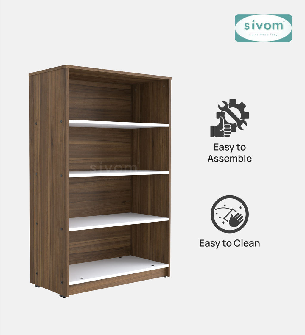 Sivom SIVOM Urbane Multipurpose Storage Rack/Study/Home/Office Engineered Wood Open Book Shelf (Finish Color - Dark Wenge, Knock Down) for Modern Homes | Elegant Design & Premium Finish