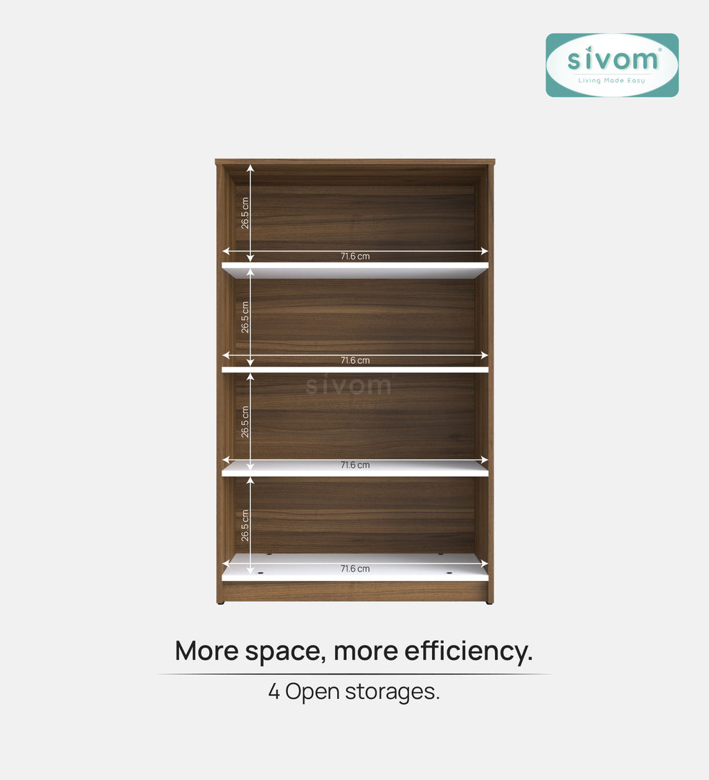 Sivom SIVOM Urbane Multipurpose Storage Rack/Study/Home/Office Engineered Wood Open Book Shelf (Finish Color - Dark Wenge, Knock Down) for Modern Homes | Elegant Design & Premium Finish