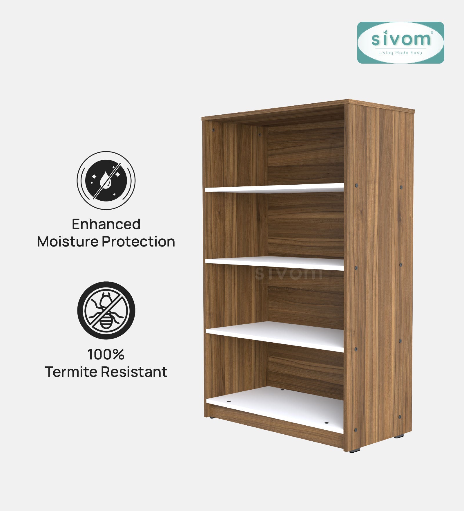 Sivom SIVOM Urbane Multipurpose Storage Rack/Study/Home/Office Engineered Wood Open Book Shelf (Finish Color - Dark Wenge, Knock Down) for Modern Homes | Elegant Design & Premium Finish