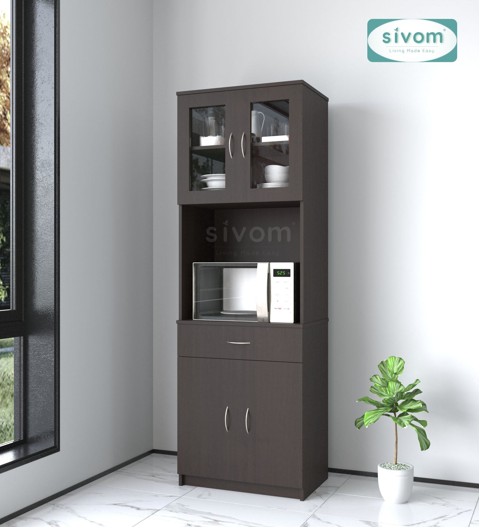 SIVOM Vega Crockery Engineered Wood Unit for Modern Homes | Elegant Design & Premium Finish
