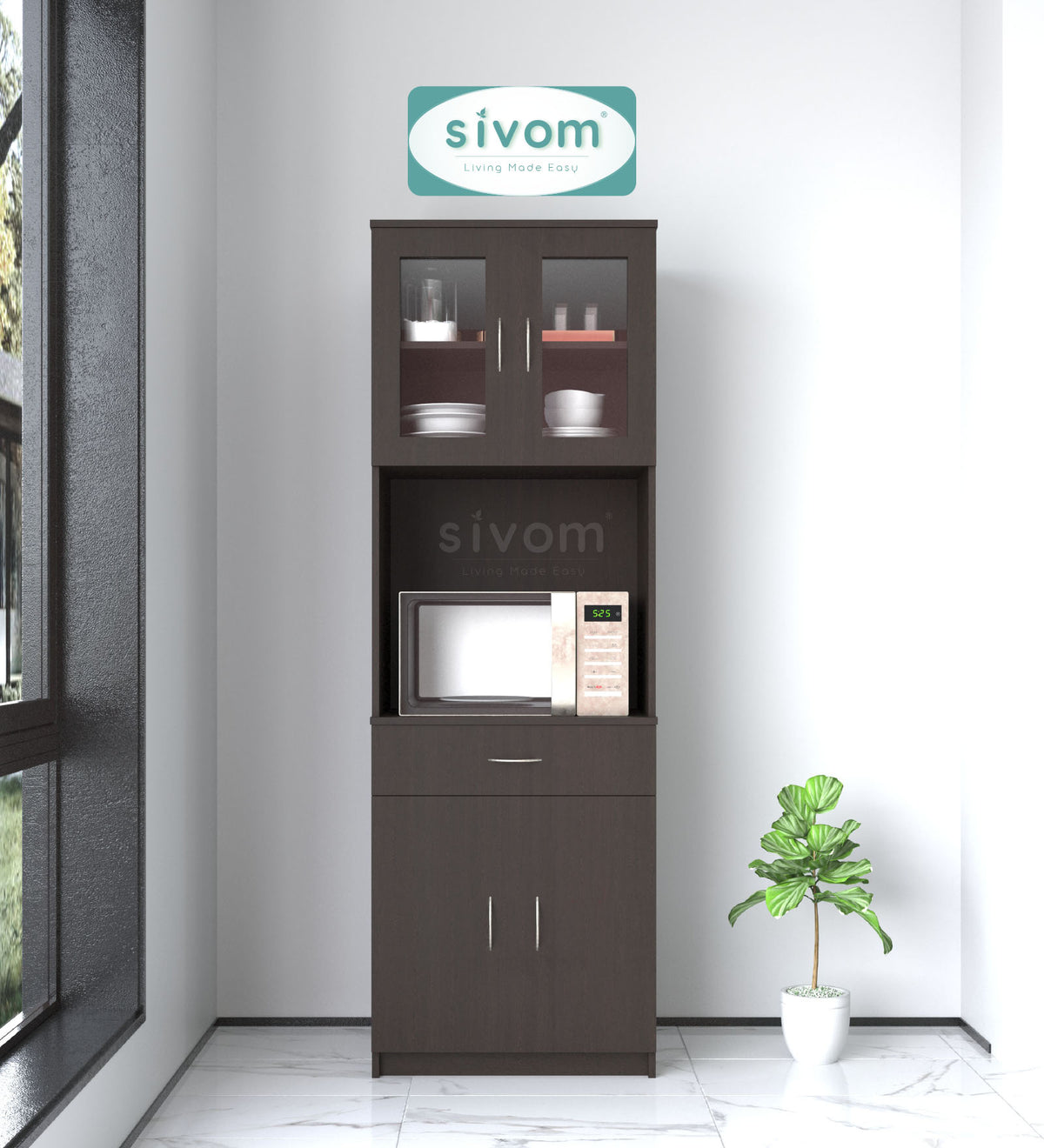 SIVOM Vega Crockery Engineered Wood Unit for Modern Homes | Elegant Design & Premium Finish