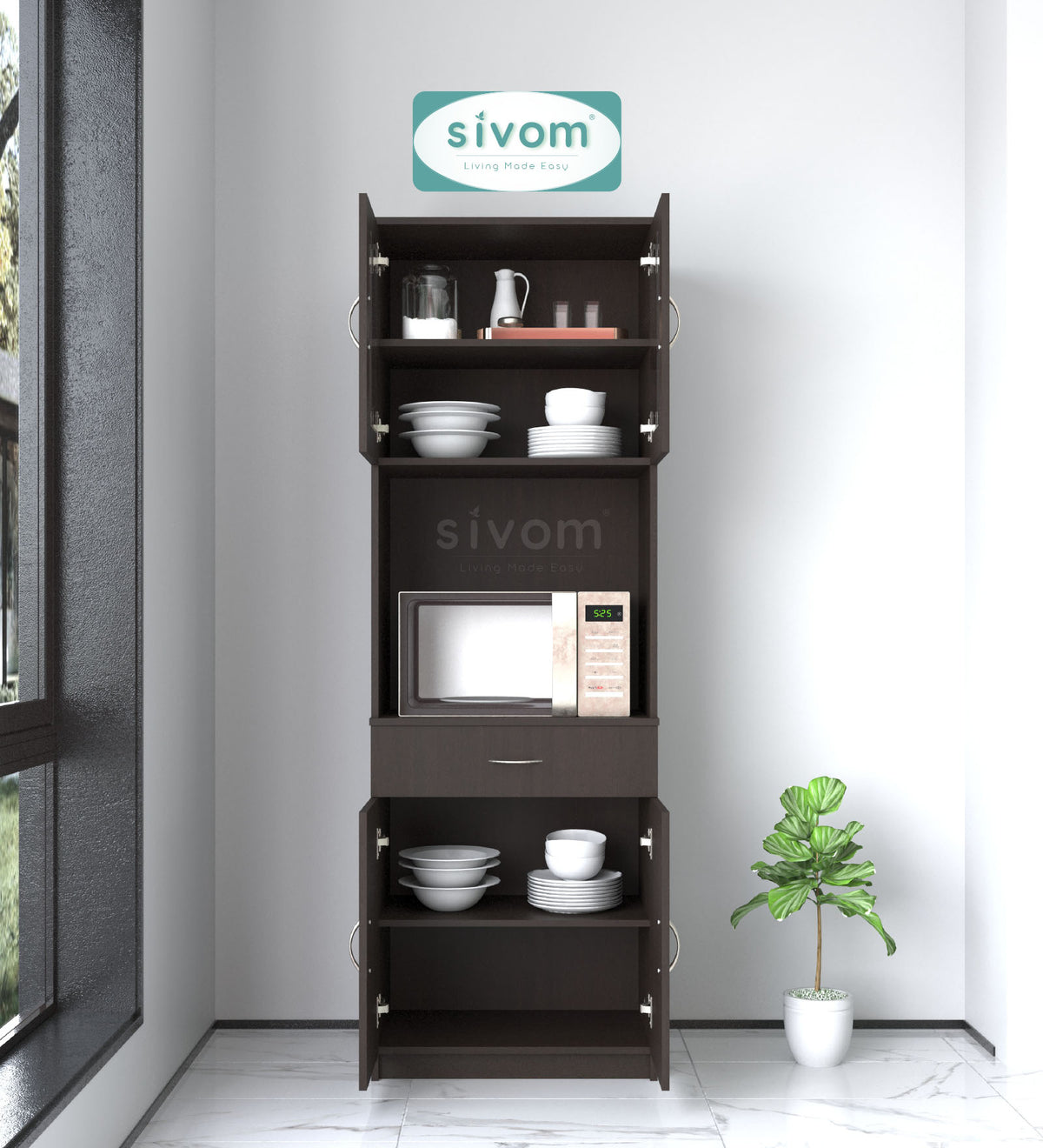 SIVOM Vega Crockery Engineered Wood Unit for Modern Homes | Elegant Design & Premium Finish
