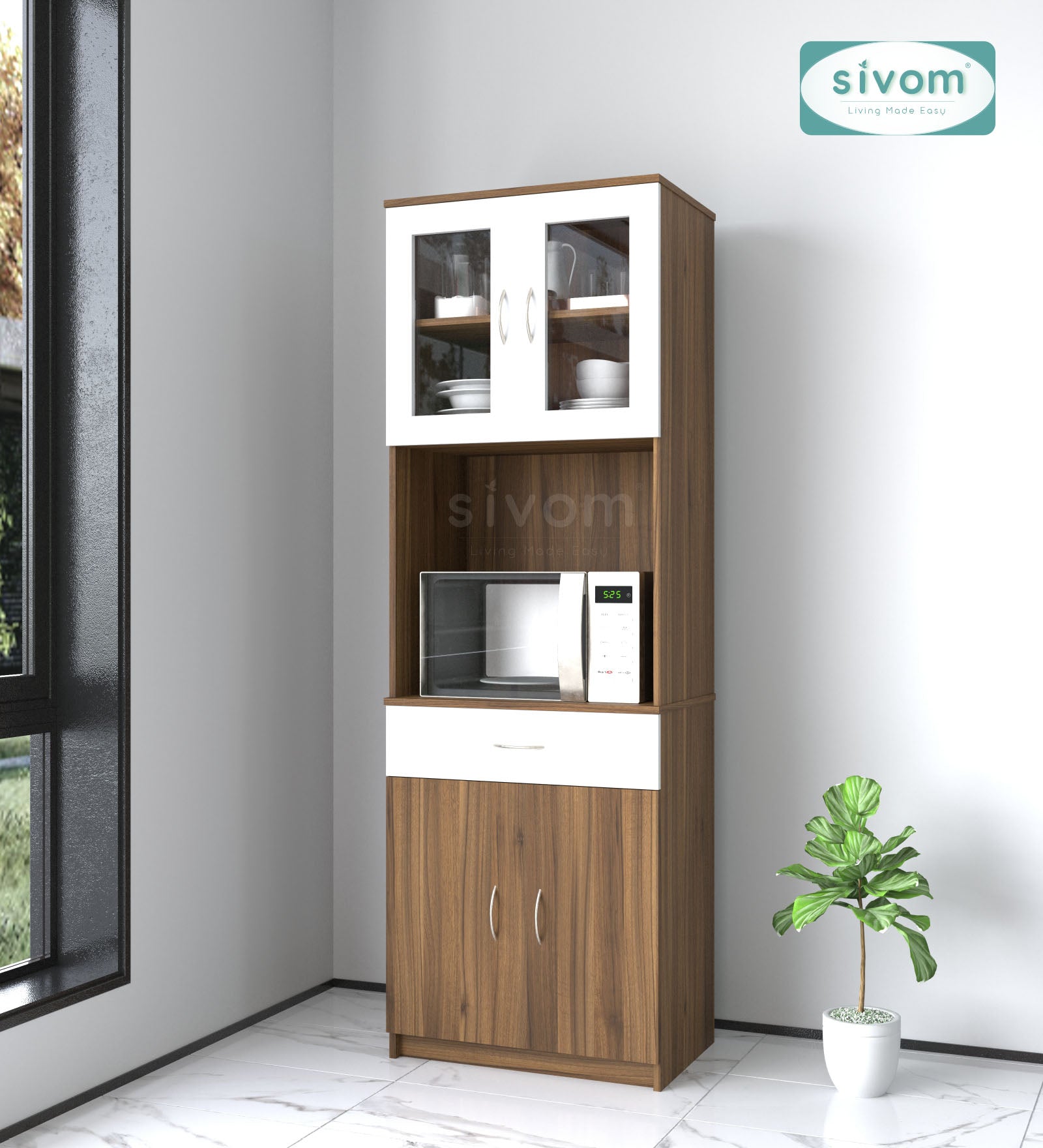 SIVOM Vega Crockery Engineered Wood Unit for Modern Homes | Elegant Design & Premium Finish