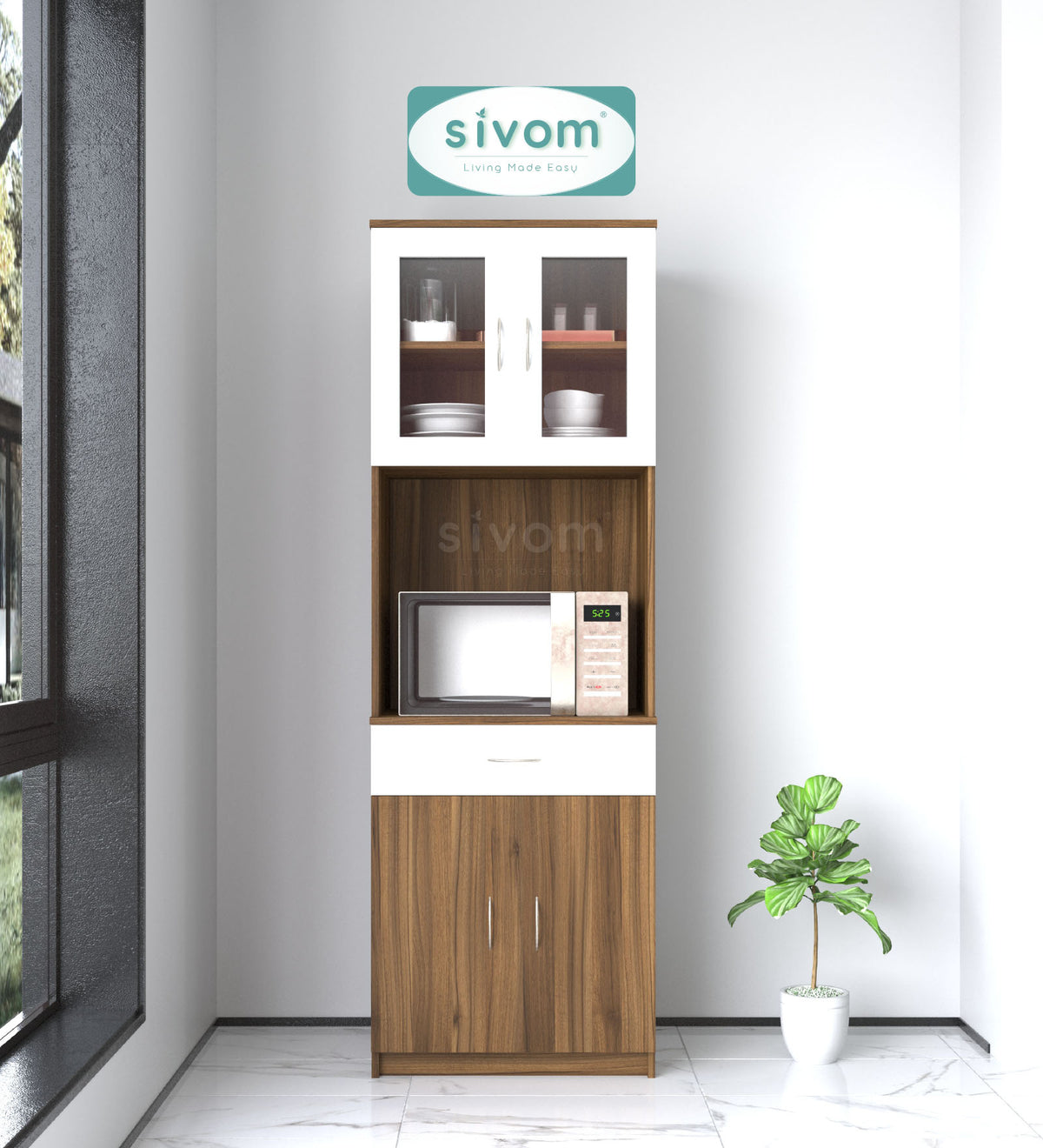SIVOM Vega Crockery Engineered Wood Unit for Modern Homes | Elegant Design & Premium Finish