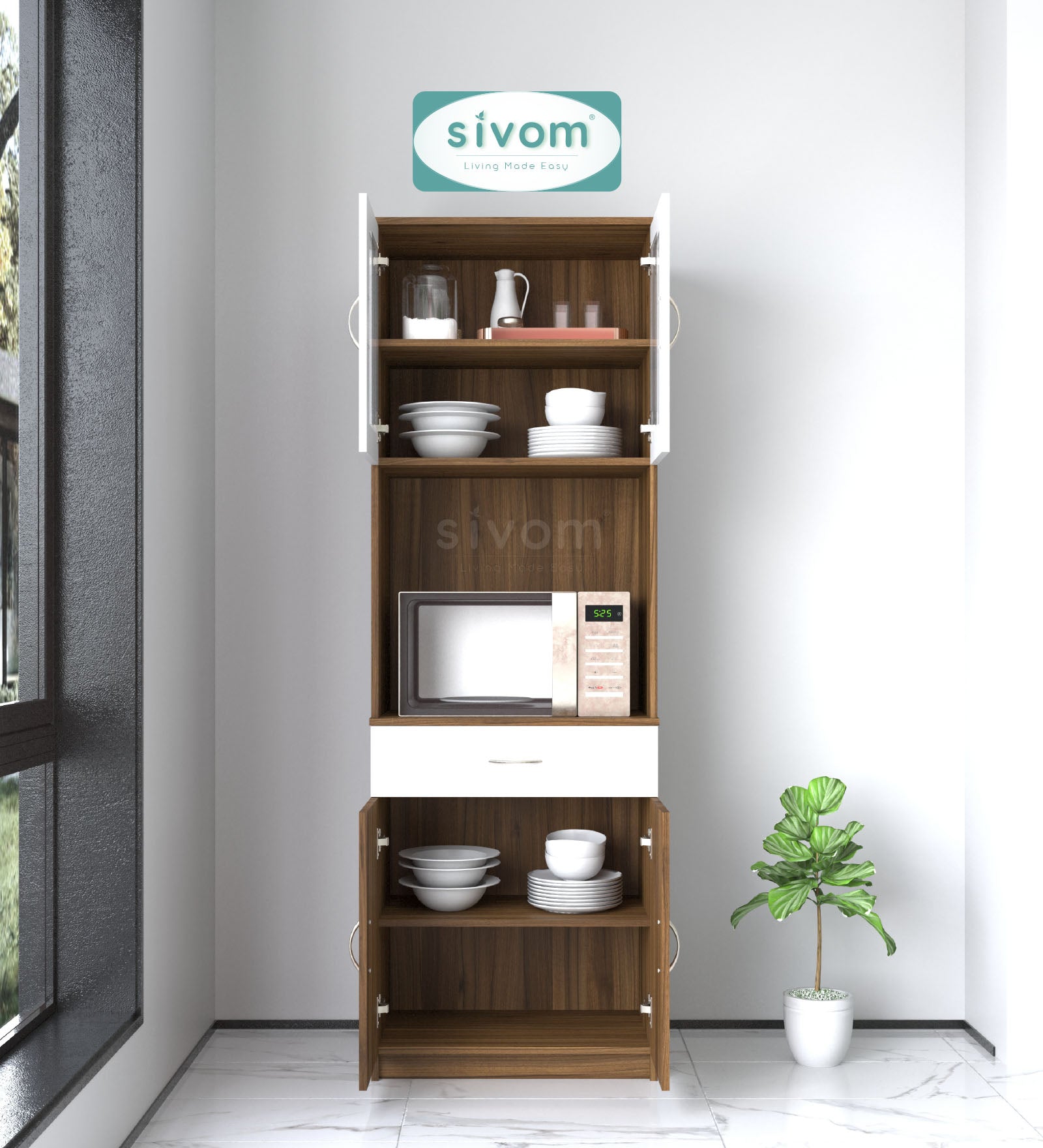 SIVOM Vega Crockery Engineered Wood Unit for Modern Homes | Elegant Design & Premium Finish