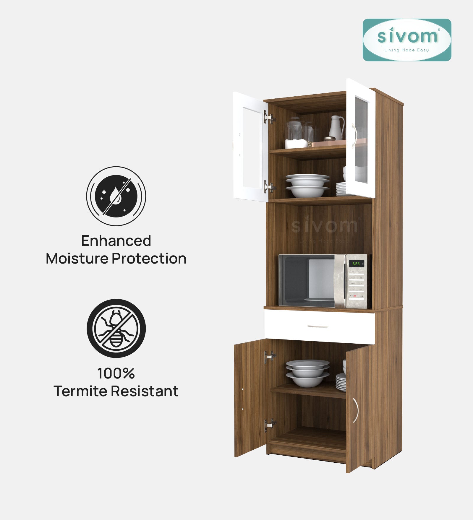 SIVOM Vega Crockery Engineered Wood Unit for Modern Homes | Elegant Design & Premium Finish