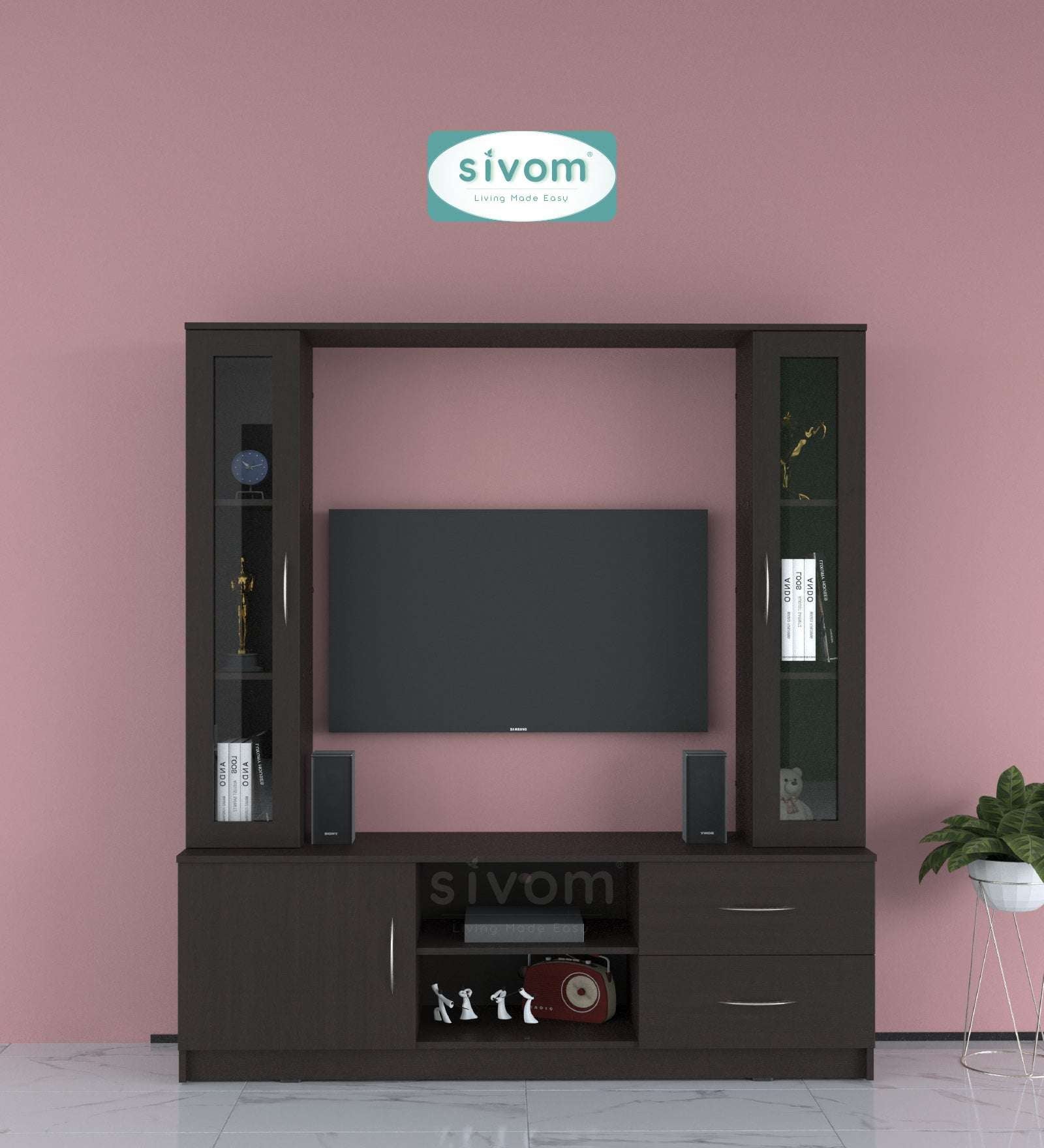 Sivom SIVOM Victoria Multipurpose TV Unit fits upto 43 inch with Storage Engineered Wood TV Entertainment Unit for Modern Homes | Elegant Design & Premium Finish