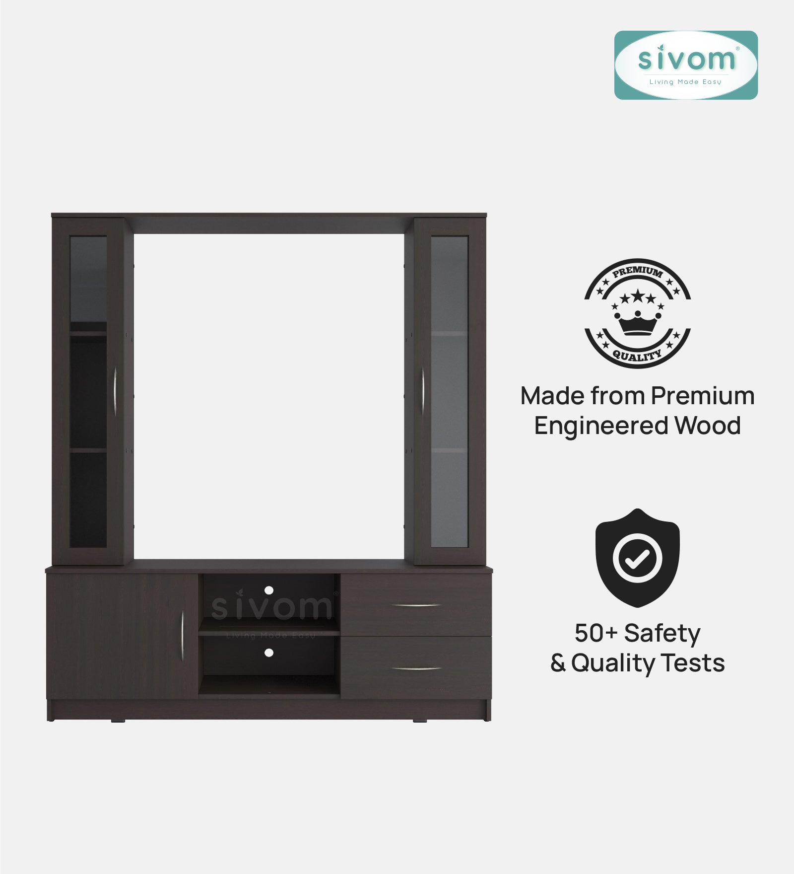 Sivom SIVOM Victoria Multipurpose TV Unit fits upto 43 inch with Storage Engineered Wood TV Entertainment Unit for Modern Homes | Elegant Design & Premium Finish