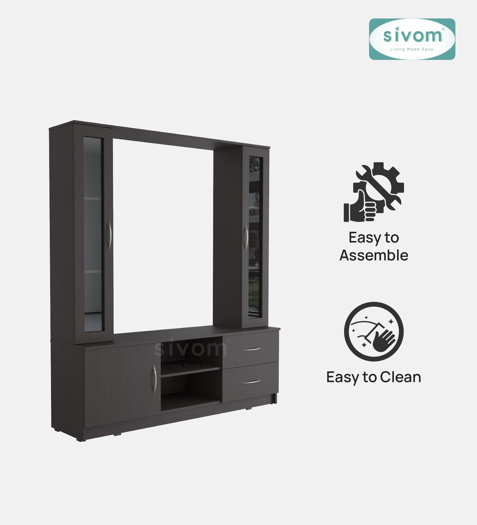 Sivom SIVOM Victoria Multipurpose TV Unit fits upto 43 inch with Storage Engineered Wood TV Entertainment Unit for Modern Homes | Elegant Design & Premium Finish
