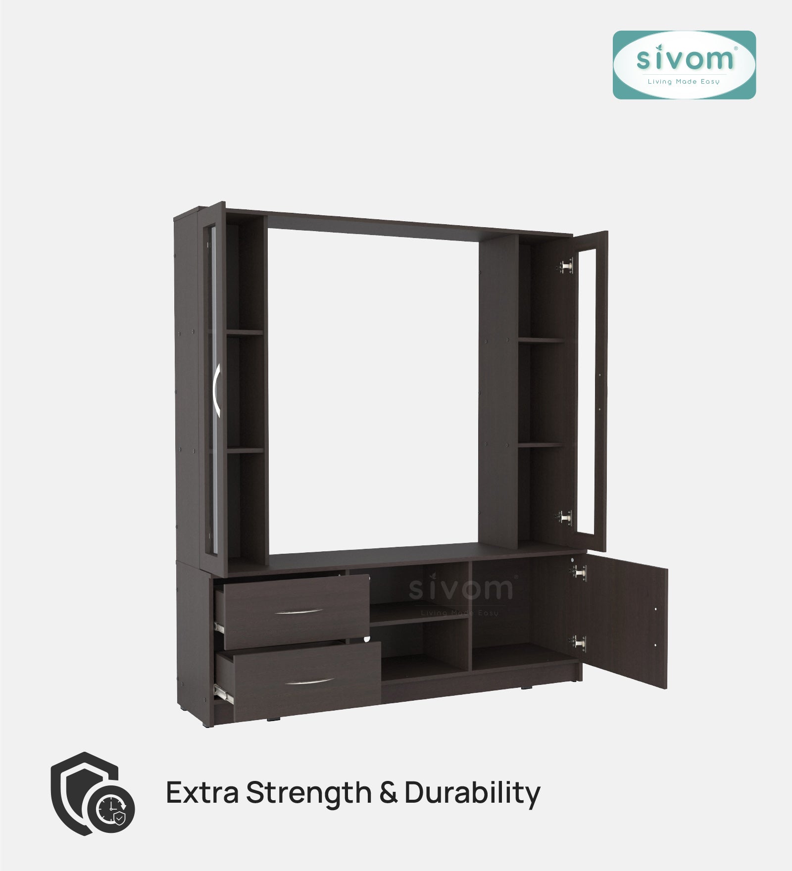 Sivom SIVOM Victoria Multipurpose TV Unit fits upto 43 inch with Storage Engineered Wood TV Entertainment Unit for Modern Homes | Elegant Design & Premium Finish