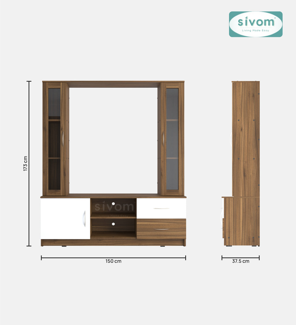 Sivom SIVOM Victoria Multipurpose TV Unit fits upto 43 inch with Storage Engineered Wood TV Entertainment Unit for Modern Homes | Elegant Design & Premium Finish