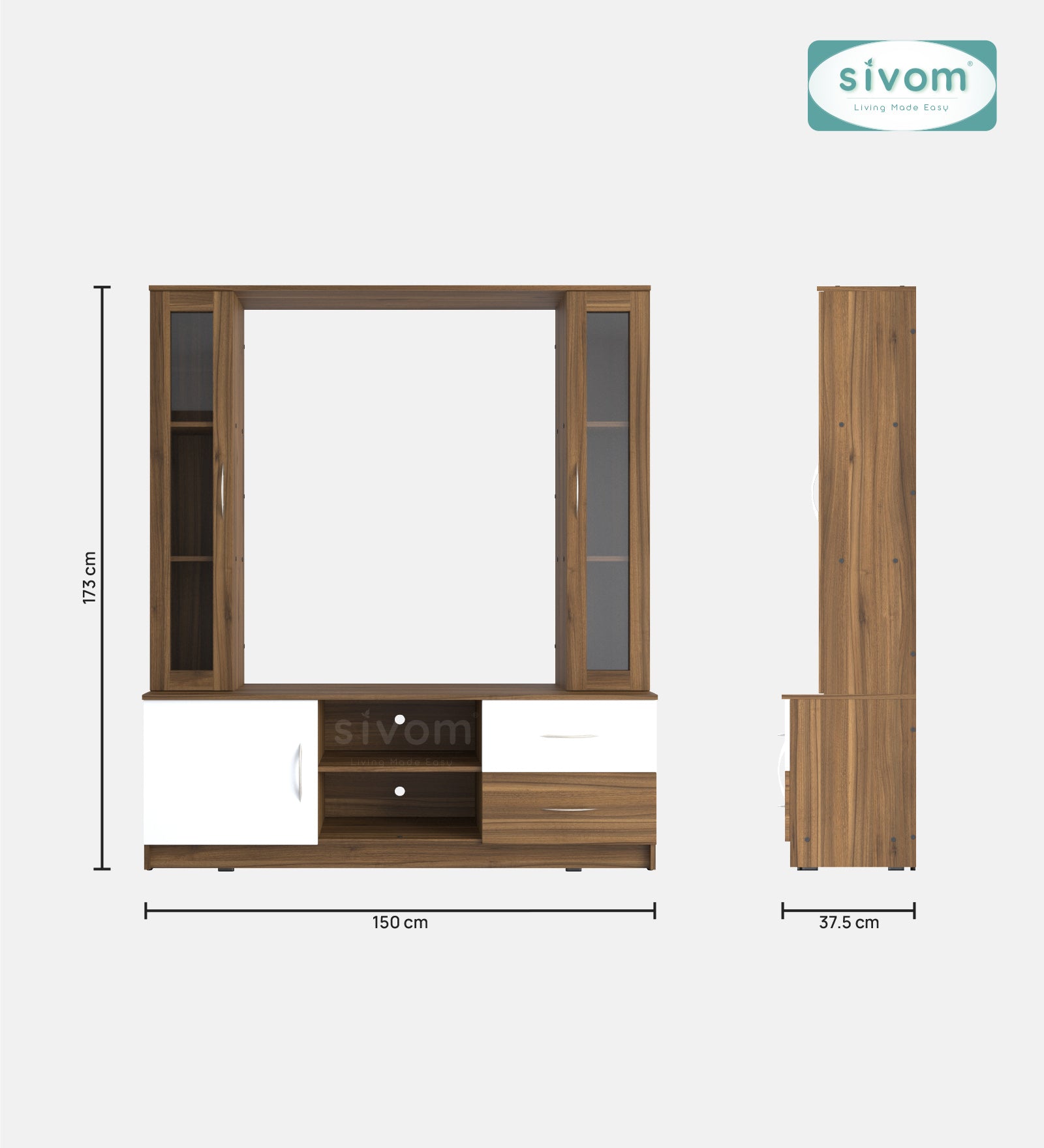 Sivom SIVOM Victoria Multipurpose TV Unit fits upto 43 inch with Storage Engineered Wood TV Entertainment Unit for Modern Homes | Elegant Design & Premium Finish