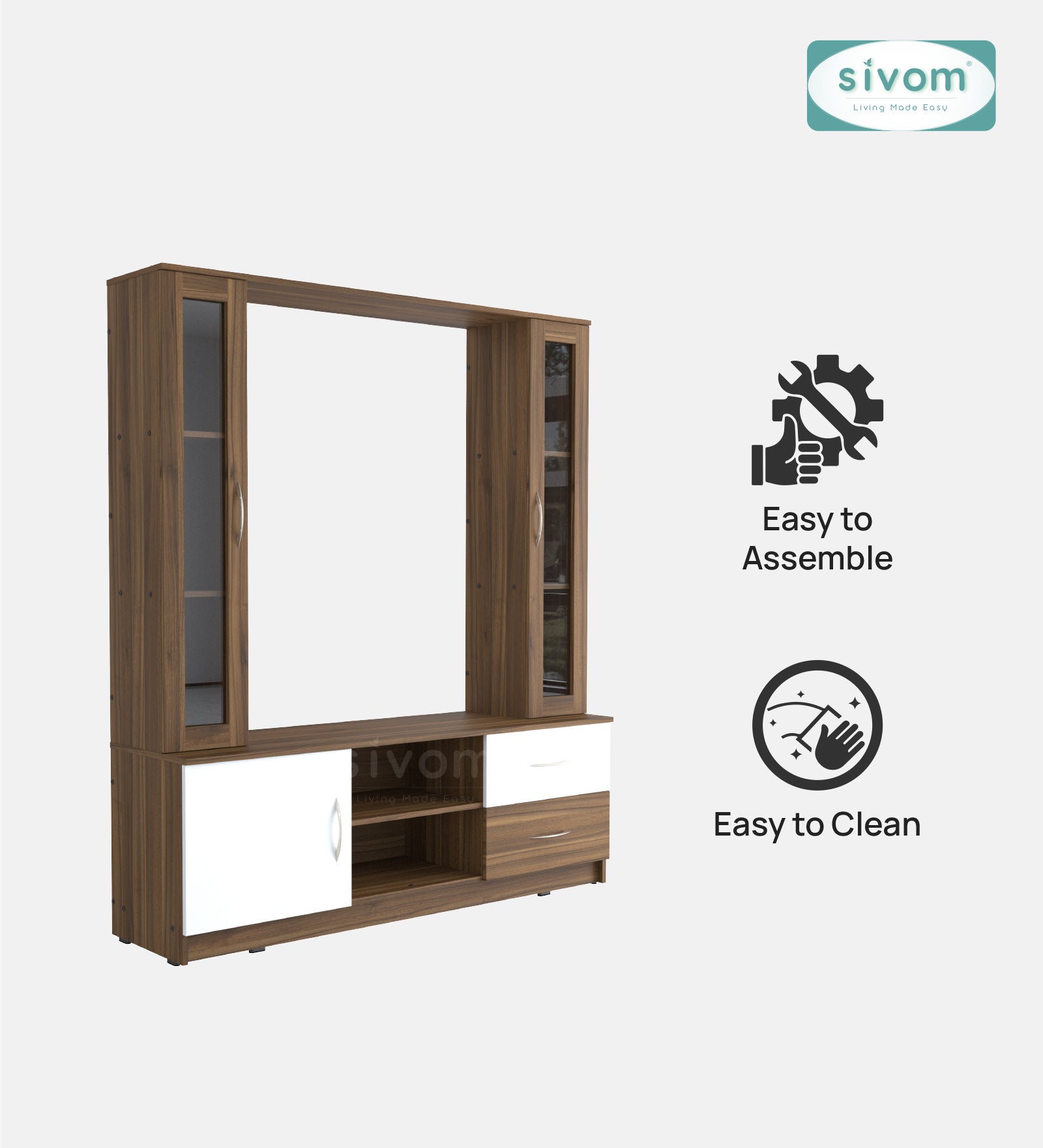 Sivom SIVOM Victoria Multipurpose TV Unit fits upto 43 inch with Storage Engineered Wood TV Entertainment Unit for Modern Homes | Elegant Design & Premium Finish