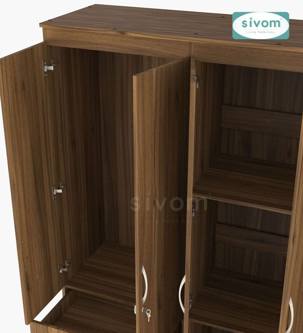 Sivom furniture SIVOM Alloy Multipurpose 6 Door Closet Engineered Wood 6 Door Wardrobe for Modern Homes | Elegant Design & Premium Finish