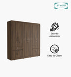Sivom furniture SIVOM Alloy Multipurpose 6 Door Closet Engineered Wood 6 Door Wardrobe for Modern Homes | Elegant Design & Premium Finish
